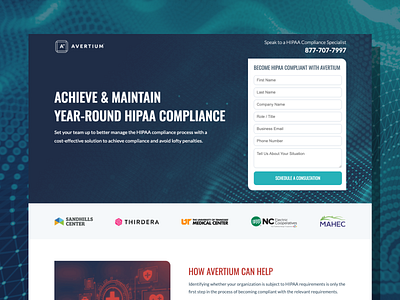 Avertium | Landing Page ad audience booking branding certification consultation cta cybersecurity design facebook google graphic design hippa hippa compliance landing page meta ppc targeting ui ux