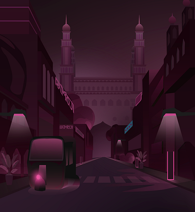 Hyderabad Street View Illustration city design game graphic design home illustration street ui vector