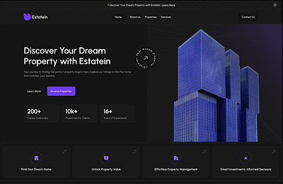 Real Estate Website 3d ai animation blockchain branding crypto graphic design logo machinelearning motion graphics propfirm realestate ui website websitedesign