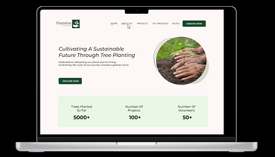 Plantation Project Landing Page Design branding design environmentaldesign graphics landingpage navigationdesign nonprofit primarycta reforestation sustainabledesign uxdesign webdesign