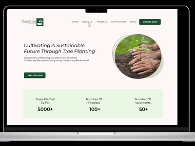 Plantation Project Landing Page Design branding design environmentaldesign graphics landingpage navigationdesign nonprofit primarycta reforestation sustainabledesign uxdesign webdesign