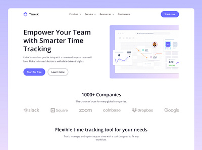 Smart Time Tracking SaaS Landing Page Design design inspiration landing page inspiration minimalistic design productivity tools saas landing page saas ux saas website time tracking software uiux design website design