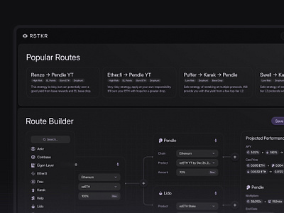 Restaking Automation Platform | Ethereum app application automation bitcoin blockchain btc crypto cryptocurrency dark dashboard defi design eth ethereum inter minimalist sol solana ui ux