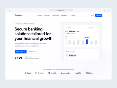 Credenza Finance and Banking Platform - Above the Fold above the fold design system figma landing page product design ui ux web design