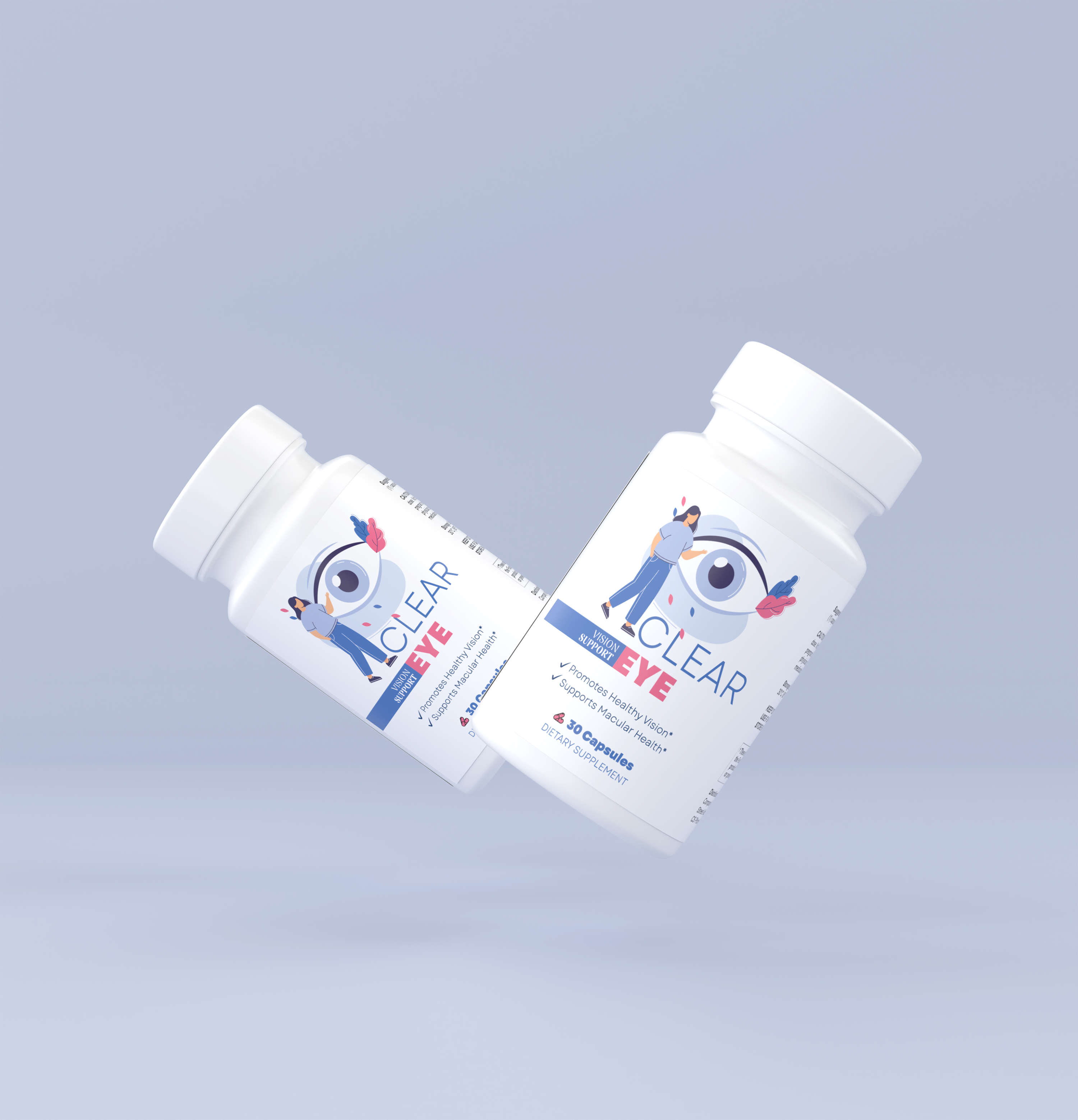 Clear Eye Vision Support Capsule Label design blue capsule packaging clear eye care eye treatment health care label design medical medicine packaging pink premium reticlear supplement vision support white