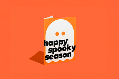 Spooky Season Halloween Card autumn cute ghost ghoul greeting card halloween horror illustration orange scared scary spooky stationery