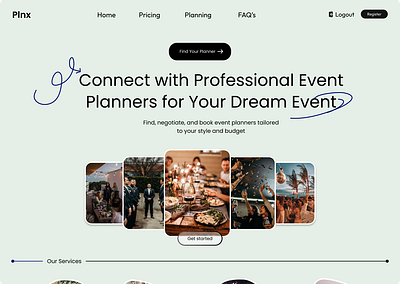 Event planner website hero section design app design illustration ui ux