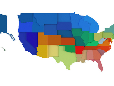 3D map of Usa states 3d america cast country election federal harris illustration map marketing model of political promotion scene states us usa vote voting