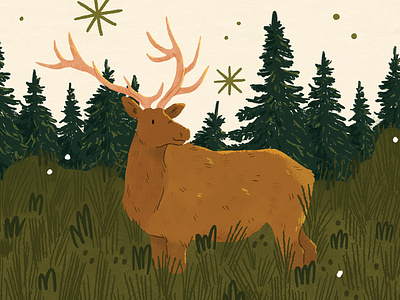 Elk Illustration canadian illustrator digital art digital illustration elk elk illustration forest forest illustration freelance illustrator green illustration illustrator for hire trees wildlife wildlife art wildlife illustration