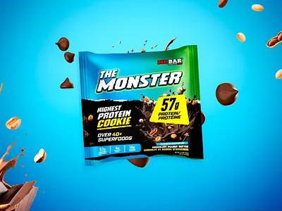 The Monster Protein Bar bag branding design graphic design label package packaging product design vector