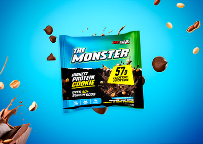 The Monster Protein Bar bag branding design graphic design label package packaging product design vector