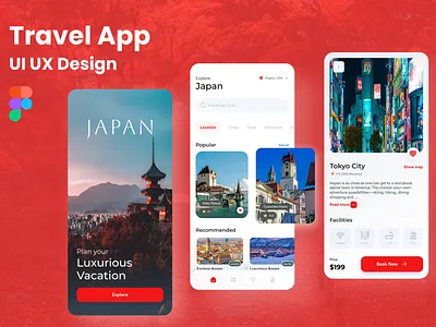 Travel App UI Design adobe xd figma ux