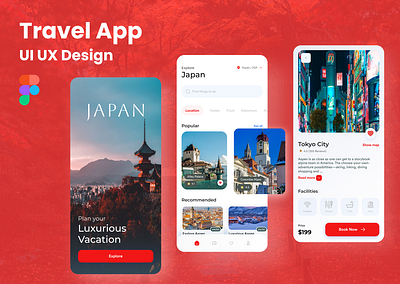 Travel App UI Design adobe xd figma ux