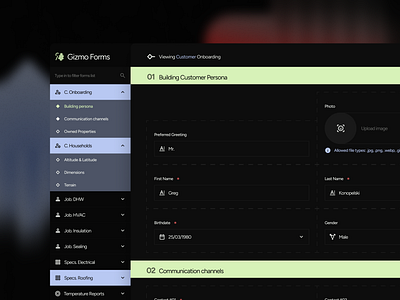 Gizmo Forms Management System (concept) clean concept crm dark design exploration flat form gizmo minimal product design sketch ui ux web ui