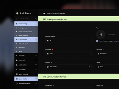 Audit Forms (concept) clean concept crm dark design exploration flat form gizmo minimal product design sketch ui ux web ui