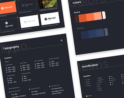 Harvest - Product Style Guide branding guide logo responsive scraper scraping tool style guide ui uiux ux web design webapp website