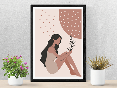 Serenity in Solitude beige calm girly home decor peace plants serenity soft soothing wall art