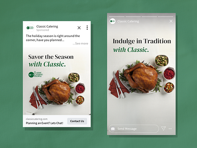 Classic Catering | Meta Ads advertising campaign cater catering design digital design facebook ads facebook feed facebook story graphic design holiday instagram ads meals meta ads ppc marketing season social ad social strategy ui