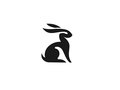 Rabbit animal black design hare logo minimal negative space rabbit white