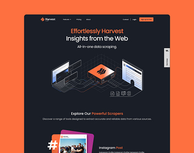 Harvest - Hero - Animation animation branding figma harvest harvest scraper hero hero section home page logo scraper tool ui uiux uiux design ux