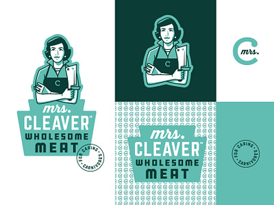 Mrs. Cleaver apron branding butcher c chris rooney cleaver illustration knife logo meat mrs. wholesome woman