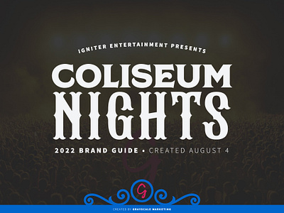 Coliseum Nights - Logo & Brand Guide brand guide branding entertainment logo neon