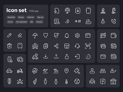 Payment App Icon Set app icons bill icon car icon essential icons flight icons icon icon set icons insurance ucins internt minimal mobile mobile app icons motorcycle icon payment payment app ui payment icons top up ui ui icons