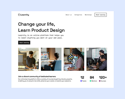 Learnity landing page uiux user interface design web design