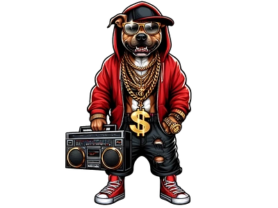 Hip-Hop Dog with Boombox 3d animation branding graphic design logo motion graphics stylish dog ui