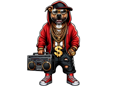 Hip-Hop Dog with Boombox 3d animation branding graphic design logo motion graphics stylish dog ui