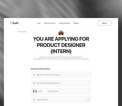 Job Application Page - SunFi💡 careerpage job landingpage productdesign ui uiux ux