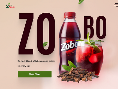 Zobo & Chill Landing Page UI Design app beverage branding clean design graphic design illustration landing page logo simple typography ui ux vector zobo