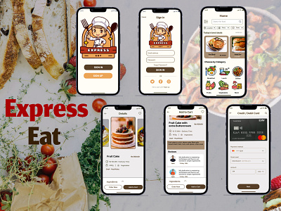 Express Eat Food Delivery App animation food graphic design illustration logo mobile app ui uiux