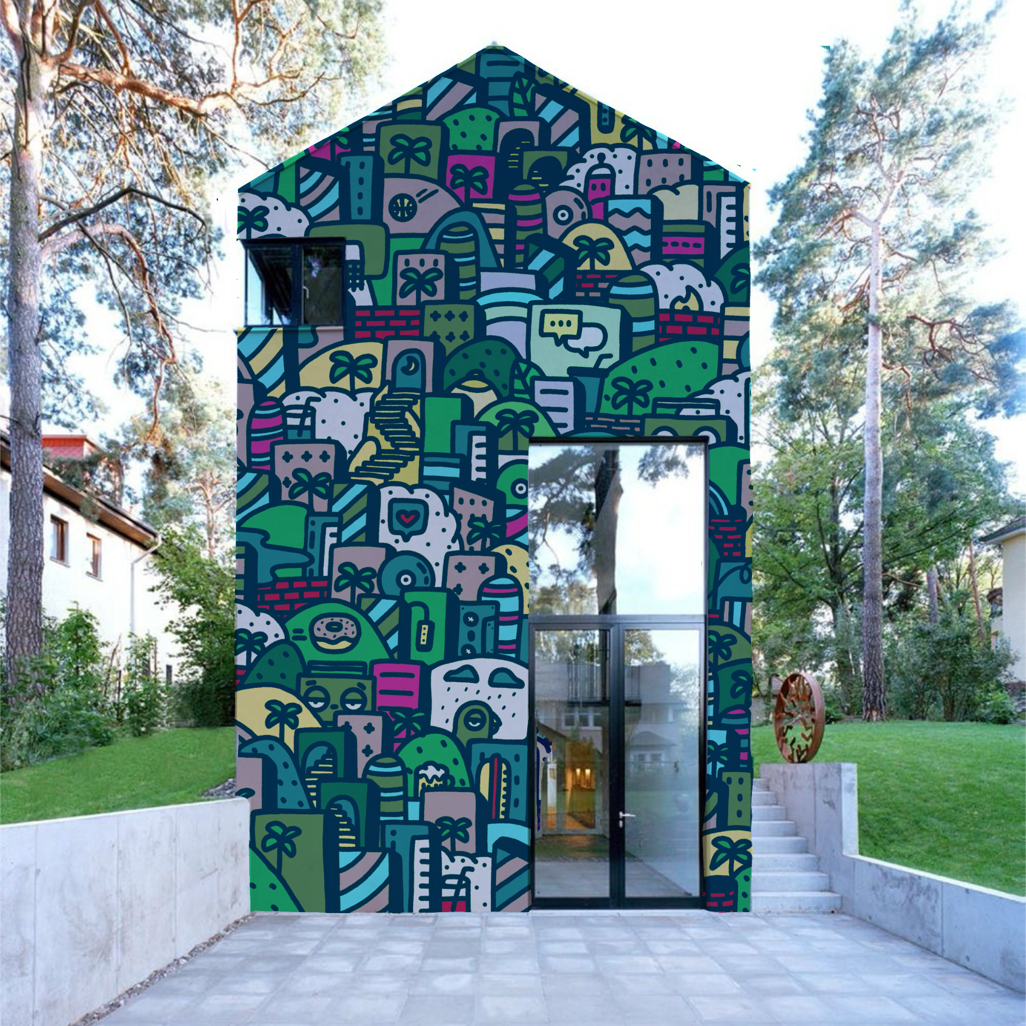 Digital mural painting #1 digital doodle drawing house mural