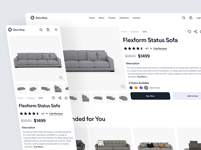 Detail Page - Furniture E-Commerce clean design details page e commerce ecommerce furniture furniture buy section landing page minimal minimalist mobile responsive design product detail page responsive shop store ui ux web web design website