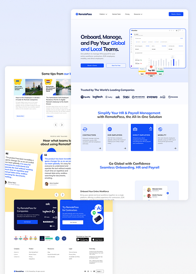 RemotePass - Redesign clean design fintech homepage hr minimal ui web design