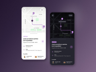 Delivery tracker dark mode mobile service design club ui ui camp ui camp w24