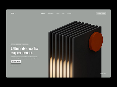 SOULTY landing page design animation audio audio product audio website clean website landing page landing page design minimal minimal website minimalist music music landing page music website product page sound sound website spotify web design website design website ui