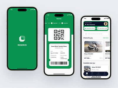 Rendrive - Design App Mobile app bento bento grid branding design design app design app mobile design mobile design rental eco graphic design logo mobile mobile app mobile design app motorbike rental motorcycle rental voucher website sass
