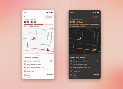 🗺 Delivery tracker dark mode delivery mobile service design club ui ui camp ui camp w24