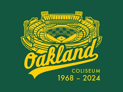 R.I.P. Oakland Coliseum apparel design ballpark baseball design design graphic design illustration merchandise oakland athletics sports stadium design vector