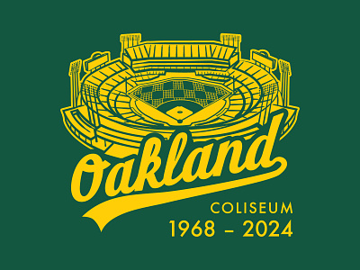 R.I.P. Oakland Coliseum apparel design ballpark baseball design design graphic design illustration merchandise oakland athletics sports stadium design vector