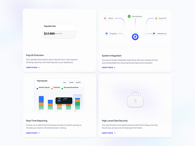 HR Management Saas Landing Page - Features Section bento card card component card illustration component component illustration hr landing page hr management hr payroll illustration management landing page product design saas saas component saas landing page saas product saas website ui ui illustration ui ux web design