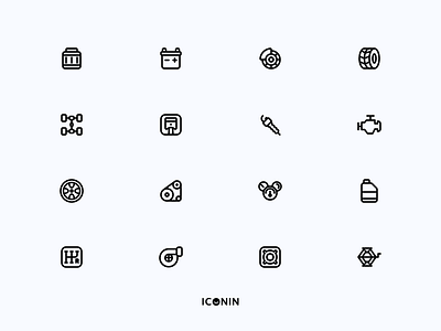 Iconin: Car & Service Icons Set app icons car car service carservice icon engine flat icons icon icon pack iconography icons set illustration line icons stroke line tire