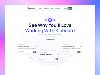 Klaboard - Task Management Landing Page design landing page management minimalist productivity project project management landing page project tracking saas task task management task manager tools tracking ui uidesign ux uxdesign web design website