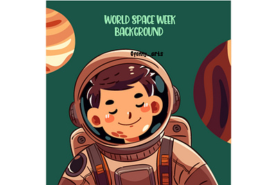 World Space Week Background Illustration astronaut astronomy awareness background celebration cosmic decoration event exploration helmet holiday landscape science space spaceman star symbol technology universe week