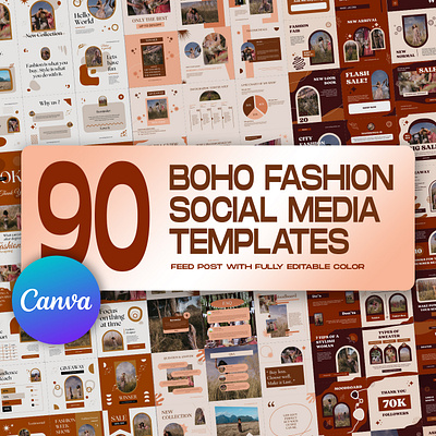 90 Boho Fashion Social Media Templates canva template fashion instagram fashion social media graphic design instagram feed instagram post instagram posts template instagram stories template instagram templates social media ads social media banner social media pack social media templates