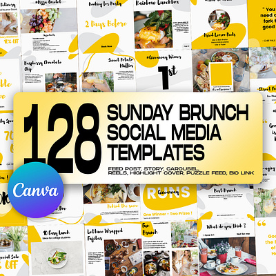 128 Sunday Brunch Social Media Templates canva template graphic design instagram feed instagram post instagram post template instagram stories template instagram templates restaurant instagram restaurant social media social media ads social media banner social media pack social media templates sunday brunch