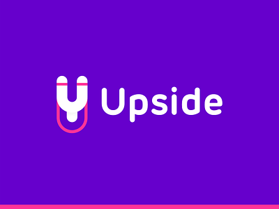 Upside, teams & teamwork saas logo design: U letter + slingshot cooperation efficiency engagement letter mark monogram logo logo design playful productivity project management saas sling slingshot teams teamwork tools toy u up upside work