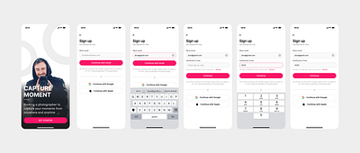 New exploration "Get started and Sign up" booking photographer graphic design ui
